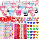 24 Pack Kids Stationery Set Classroom Rewards Party Favors Gift with Cups Pencils Erasers Stampers Stickers Greeting Cards, School Gift Exchange for Boys Girls
