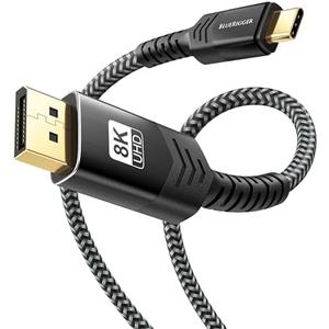 BlueRigger USB C to DisplayPort Cable (3FT, 8K 60Hz, USB Type-C 3.1 to Display Port, 32.4 Gbps, Thunderbolt 4/3, USB-C to DP 1.4 Cable) - Compatible with Monitor, HDTV, Projector, Laptop