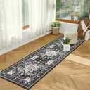 Bsmathom Runner Rug for Hallways Non Slip Washable Boho 2x6 Hallway Low Pile Throw Rugs Vintage Carpet Runners for Entry Way, Kitchen, Laundry Room, Bathroom (Black)