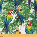 Parrot Upholstery Fabric By The Yard, Hawaiian Tropical Leaves By The Yard, Birds Floral Decorative Waterproof Outdoor Fabric, Upholstery and Home Accents, DIY Art, 5 Yards, Green Blue