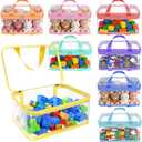 8pcs Extra large color Toy Storage Bags with Zipper and Labels, Clear PVC Waterproof Toy Organizers Bags for Board Games, Puzzles Pieces, Building Blocks, Handmade Accessories
