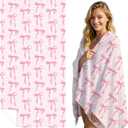Pink Bow Beach Towel Coquette Beach Towel Gift 60 x 30 Inch Coquette Birthday Pink Bow Party Decorations for Birthday Baby Shower Bridal Shower Bachelorette Party Decor