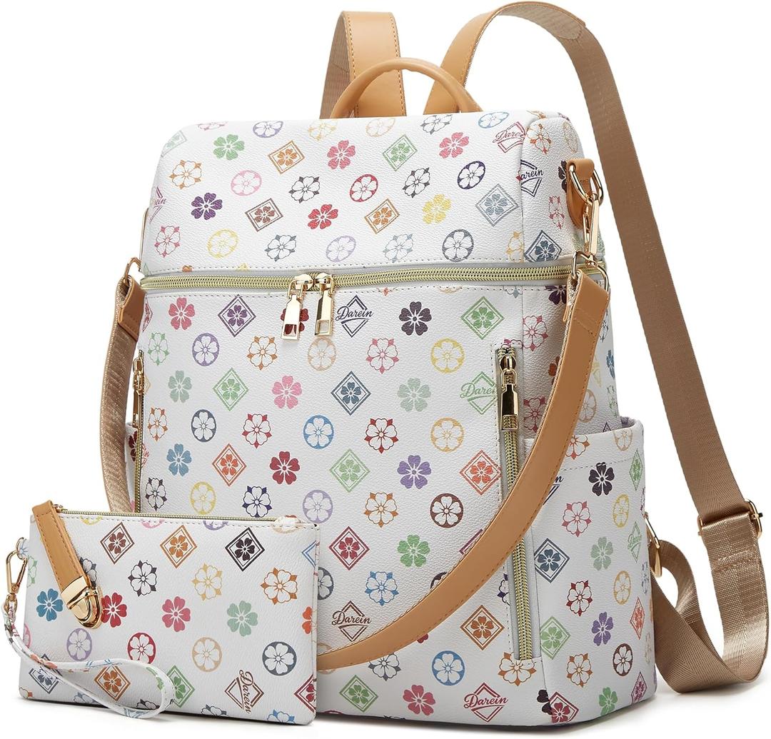 Makes Backpack Purse for Women PU Leather Travel Satchel Handbag Convertible Design Bag with Purse (Triwhite Triple Zip)