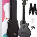 Enya Nova U Concert Ukulele 23 Carbon Fiber Waterproof Travel Ukulele for Beginners & Adult, Lightweight Durable Body with Beginner Kit (Case, Strap, Capo, Strings)