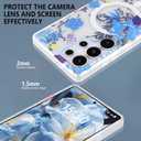 AIGOMARA Magnetic for Samsung Galaxy S25 Ultra Case [Compatible with MagSafe] Clear Floral Flower Pattern Design, Slim Anti-Yellowing Shockproof Phone Cover for Women Girls, Blue