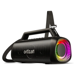 Ortizan 80W Speakers Bluetooth Wireless Loud with Bass, 24H Playtime, IPX7 Waterproof, Bluetooth 5.3, TWS Pairing, Large Outdoor Speaker with Lights, Portable for Garage, Camping and Beach  Black