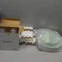 Liacere 350PCS Light Green Plates - Disposable Green and Gold Plastic Plates 50guest Baroque Dinnerware include 100Plates,50Pack Pre Rolled Napkins with Silverware 50Cups for Wedding Easter Day, Sage Green