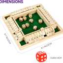 1-4 Players Shut The Box Dice Game, Traditional Wooden Pub Bar Board Game, Family Classics Tabletop Version Games for Classroom, Party, or Pub