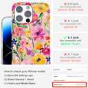 Magnetic for iPhone 16 Pro Case Cute for Women Girls, Home Button Stickers,[Drop Protection] with Slim Colorful Flowers Heart Oil Painting Girly Phone Case for iPhone 16 Pro