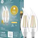 GE LED+ Dusk to Dawn LED Light Bulbs, Automatic On/Off Outdoor Security Lights, Soft White, E12 Candelabra Base (2 Pack)