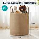Woven Rope Laundry Hamper Basket by YOUDENOVA, 72L Tall Luandry Basket, Baby Nursery Hamper for Blanket Storage in Bedroom-Large-Jute