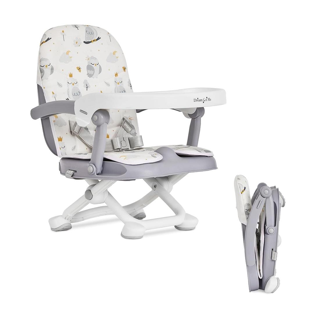 Dream On Me Munch N Go Booster Seat for Babies 636 Months, 3-in-1 Feeding, Floor & Table Seat, Adjustable 4 Heights, Lightweight Portable Design, 3-Point Safety Harness, Easy to Fold & Carry,Grey