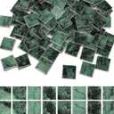 121 Pcs Bulk Mosaic Tiles Glazed Ceramic Mosaic Tiles 1 inch Forest Green Small Square Tiles Crafts DIY Decoration Wall Floor Tile Vases Garden