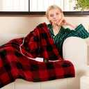 Electric Heated Sherpa Buffalo Plaid Christmas Throw Blanket with 8 Heating Levels & 8 Hours Auto Off, Fast Heating Warm Plush Washable Blanket with Over-Heat Protection, ETL Certification, Red