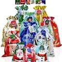 Allruyee 40pcs Christmas Gift Bags Drawstring Gift Wrapping Bags Assorted Sizes Small Medium Large Jumbo Xmas Treat Bags with Tags for Party Favors Present Wrapping (Classic Color)