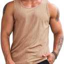 Runcati Men's Ribbed Tank Tops Knit Sleeveless Workout T Shirt Muscle Gym Fitness Tee XL