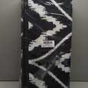 OLANLY Outdoor Rug 9x12 ft Waterproof, Outdoor Plastic Straw Rug with Geometric Pattern Clearance, Reversible RV Mat for Patio, Camping, Balcony, Deck, Backyard, Black & White