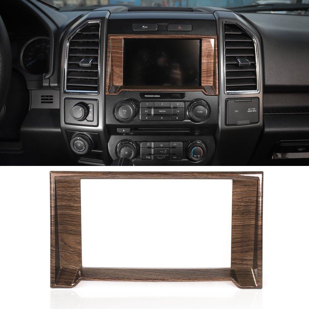 Voodonala Wood Grain Interior Dashboard Navigation GPS Cover Decorative Trim for Ford F150 2015 2016 2017 2018 2019 2020