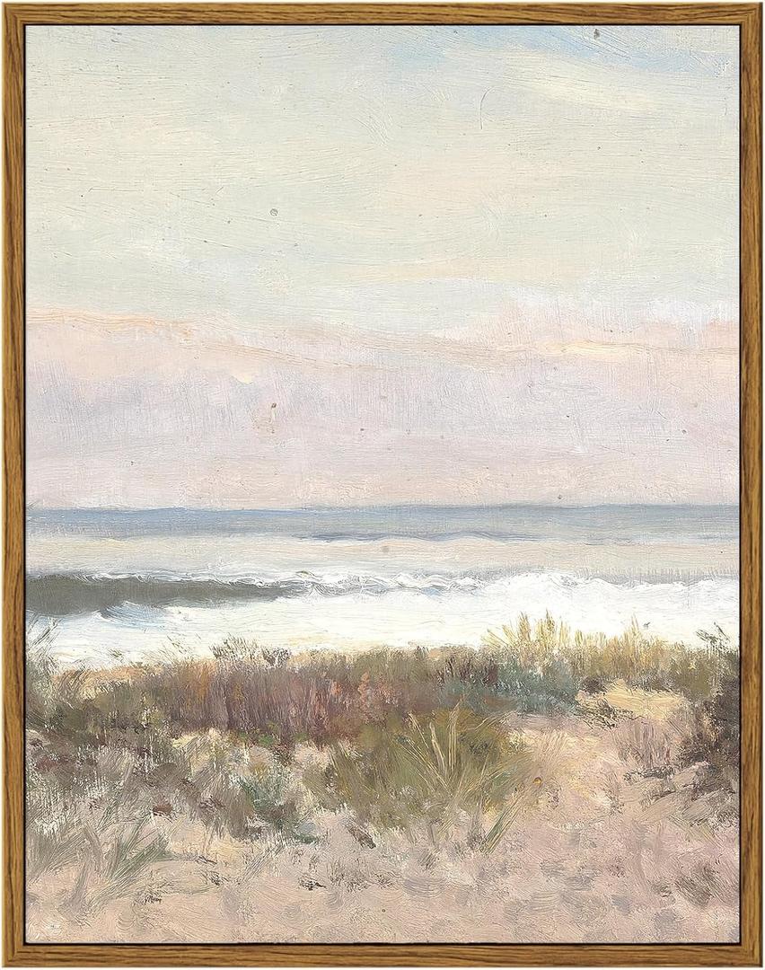 InSimSea Framed Wall Art for Living Room Decor Classical Coastal Scenery Bathroom Pictures Wall Decorations Farmhouse Kitchen Office Bathroom Art Wall Decor 11x14in (14L" x 11W", Beach Grass and Surf)