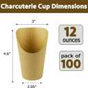 CAMKYDE 100 Pcs French Fries Holder, 12oz Disposable Paper French Fry Cups Charcuterie Cups for all Occasions (12oz) | Disposable, Charcuterie Cups, for all Occasions