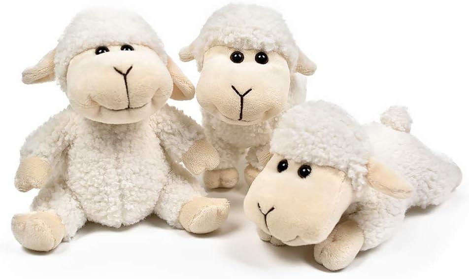FRANKIEZHOU Sheep Stuffed Animal Lamb Plush Decorations 3Pcs (Sitting, Standing, Kneeling) White Sheep Toys Gift for Kids Little Girl/Boy