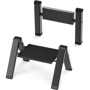 WOA WOA 1 Step Ladder, Lightweight Aluminum Step Stool with Anti-Slip Wide Pedals, No Assembly Required and Foldable Ladder, Safe & Stable for Home, Kitchen, Office, 220 lbs Capacity - Black