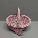 Pink Woven Oval Gift Basket, 9.6in × 7.7in × 8.9in