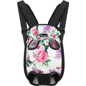 Pawaboo Pet Carrier Backpack, Adjustable Pet Front Cat Dog Carrier Backpack Travel Bag, Legs Out, Easy-Fit for Traveling Hiking Camping for Small Medium Dogs Cats Puppies, Medium, Flowers