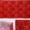 Christmas Trees Table Runner Red 13 x 72 Inch Christmas Stars Soft Plush Faux Fur Jacquard Embroidery Table Runner Xmas Holiday Decoration for Home Kitchen Dining Party Decor