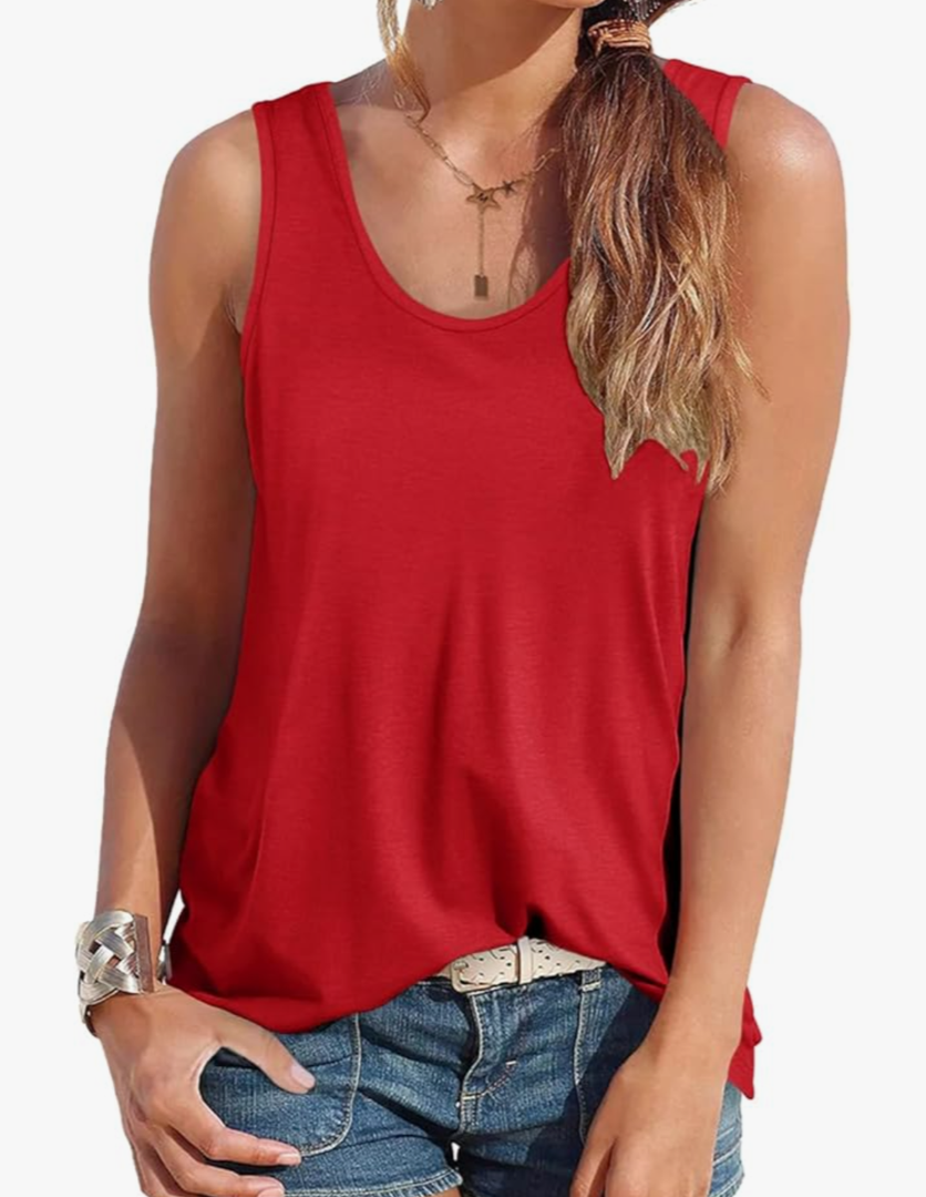 Smile Fish Women Scoop Neck Flowy Loose Fit Tank Top Sleeveless Summer Tops Shirts Size M Smile Fish Women Scoop Neck Flowy Loose Fit Tank Top Sleeveless Summer Tops Shirts Size M