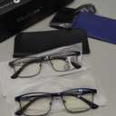 SKYFUEN Progressive Reading Glasses Men Multifocus Metal Frame No-Line Anti-Blue Light Computer Readers with Spring Hinges, +300