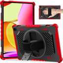 ROISKIN 360 Rotating Kickstand Hand Strap Case for 2023 Release Tablet Flre Max 11 Case 13th Generation for Kids,Also for iPhone Nokia Sony 11in (Black+Red)