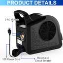 Portable Blower Fan for Home: High Velocity Floor Fans for Cooling and Drying - Air Mover with 185 Rotating for Bedroom, Garage, Shop and Gym, 3 Speeds Utility Fan with 2 AC Outlets, Black
