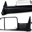 AERDM New towing mirror Chrome cap with Temperature sensor fit 2009-2015 Ram 1500, 2010-2015 Ram 2500 3500 Towing Mirrors w/Turn Signal, Puddle Lights