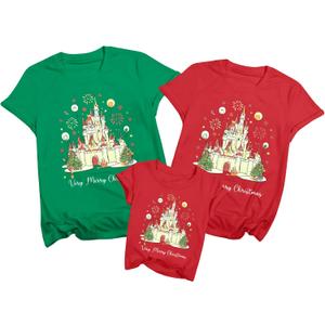 Matching Christmas Shirts Magical Family Shirts Matching 2025 Vacation Matching Outfits Merry Christmas Clothes (Red, L)