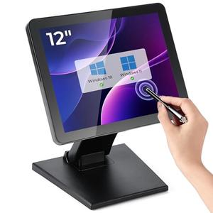 MUNBYN 12-inch POS Touchscreen Monitor, LED POS Monitor, HDMI/VGA Capacitive Screen Display, Foldable Stand for Small Business, Retail, Restaurant, Bar, No Driver Required, 2Y Protection