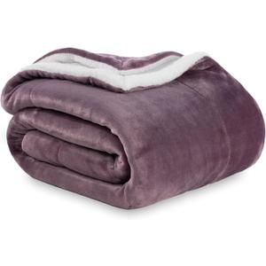 Berkshire Blanket-Sherpa Fleece Blanket, Warm and Soft Loftmink Reversible Blanket for Bed, Sofa and Travel, Plum Smoke, 90 in x 108 in (King)