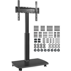 Rolling TV Stand for 32-65 Inch TVs with Hardware Set, Portable Mobile TV Stand on Wheels, 8-Level Height Adjustable TV Cart with Swivel & Tilt Mount for Bedroom/Living Room/Office/Corner, Cream Color