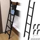 RV Bunk Bed Ladder 50", Heavy Duty Travel Trailer Bed Ladders with 4 Hook and Foot Caps, Metal Twin Bed Step Ladder for Home Dorm Appartments, Load 330 LBS (50inch / 127cm, Black)