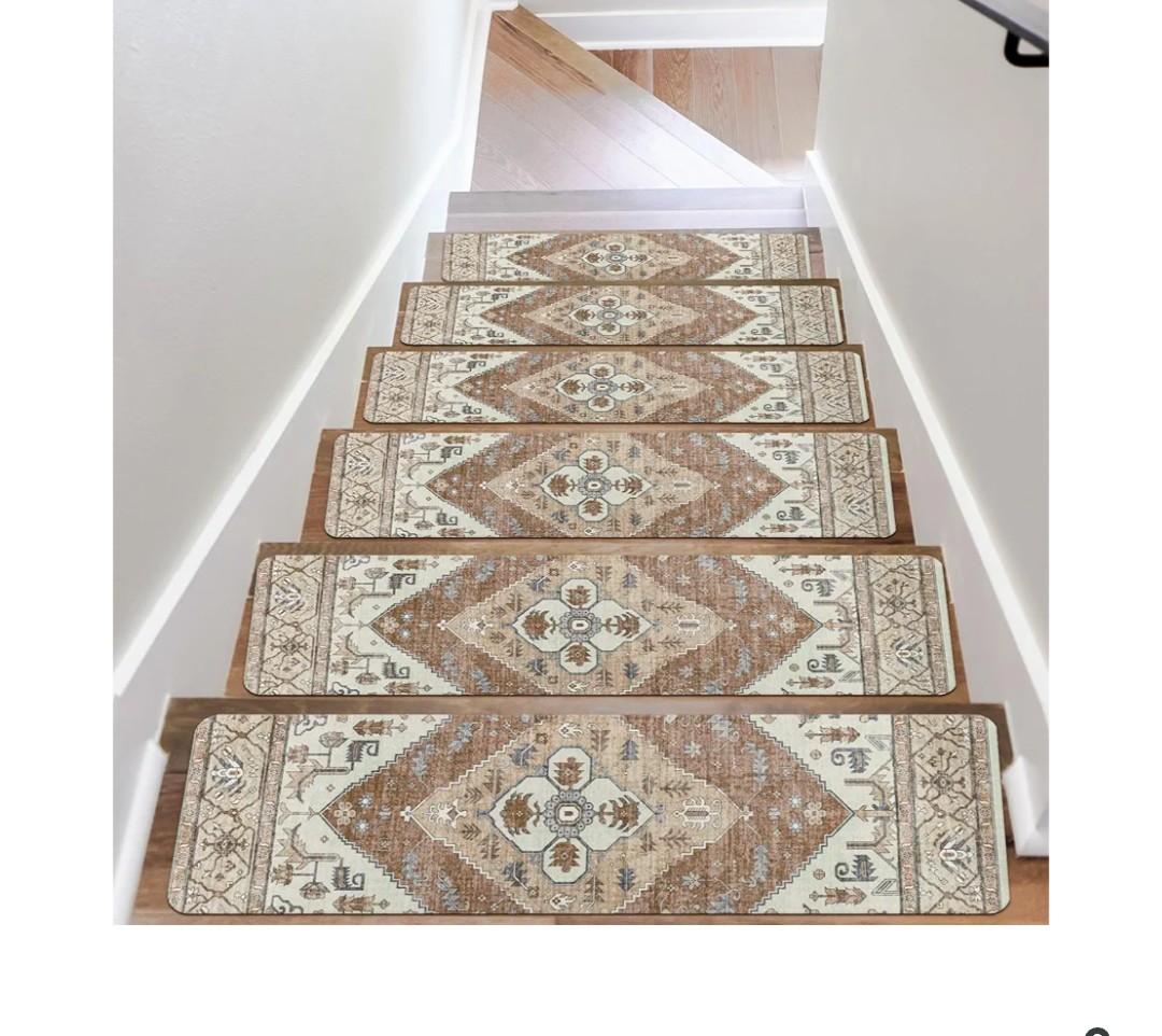 OJIA Super Non-Slip Stair Treads for Wooden Steps, 30"X8" Indoor Stair Runners Slip Resistant Stair Rugs Safety Mats for Dogs, Kids & Elders, Rubber Backed Stair Treads Stair Covers (15PC)