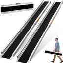 7FT Portable Wheelchair Ramp, 84"L x 7.2"W Aluminum Ramps for Wheelchairs for Home, 1200LBS Capacity Telescopic Non-Skid Threshold Handicap Wheel Chair Ramp for Doorways, Stairs, Steps, 2 Pack (7FT Using Height 7-21 inch)