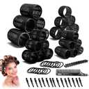 4 Sizes 54pcs Hair Rollers -Self Holding Curlers for Long-Short Hairs-Gripping Sticky Hair Volume Rollers Set-Curling Tool-Black Rollers Set.(76mm-50mm-44mm-30mm)