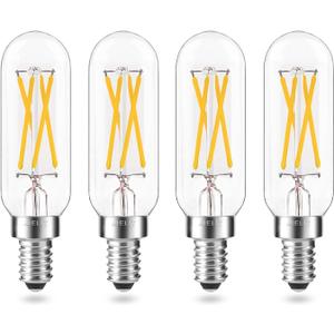 T8 4-Watt E12 LED Light Bulb, Dimmable (0-100%), Soft White 3000K, Clear Tubular Candelabra Light Bulbs 40W Equivalent for Sputnik Chandeliers, Glass Mason Jars, Hanging Pendant Lamp,4-Pack