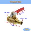 Ball Valve Shut Off Switch 1/4" Male Thread x M8 Hose Barb Pipe Tubing Fitting for Air Gas Fuel -5pcs