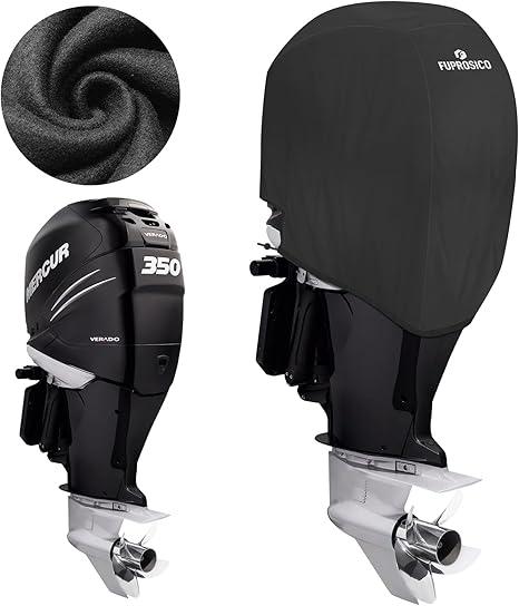 Fuprosico 1200D Boat Motor Cover, Custom Fit Outboard Engine Cover Compatible with Mercury 200-400HP VERADO -6 CYL 2.6L 2005-2025,100% Waterproof with Soft Lining, Marine Grade, Black