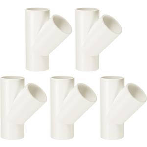 MECCANIXITY 5 Pcs PVC Fitting, 3 Way 45 Degree 32mm Inner DIA PVC Connectors PVC Elbow PVC Pipe Fittings PVC Coupling PVC Furniture Corner Connector for DIY Garden Support Structure, White