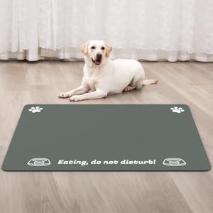 Extra Large Pet Food Mat, 36" x 24", Absorbent Dog Mat for Food and Water, Dog Feeding Mat to Protect Your Floors, Gray