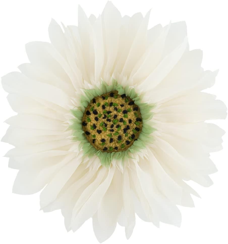JWH 3D Flower Throw Pillow Decorative Daisy Pillow Case Round Cushion Cover Colorful Floral Pillowcase for Bed Sofa Couch Living Room 12 Inch Creamy White Green Yellow
