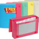 1InTheOffice Index Card Holder 4x6, Index Card Case 4x6, Assorted Colors (6 Pack)