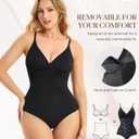 BRABIC Lace Bodysuit for Women Tummy Control Shapewear Sleeveless Tops V-Neck Backless Camisole Jumpsuit Shaper (Black, L)